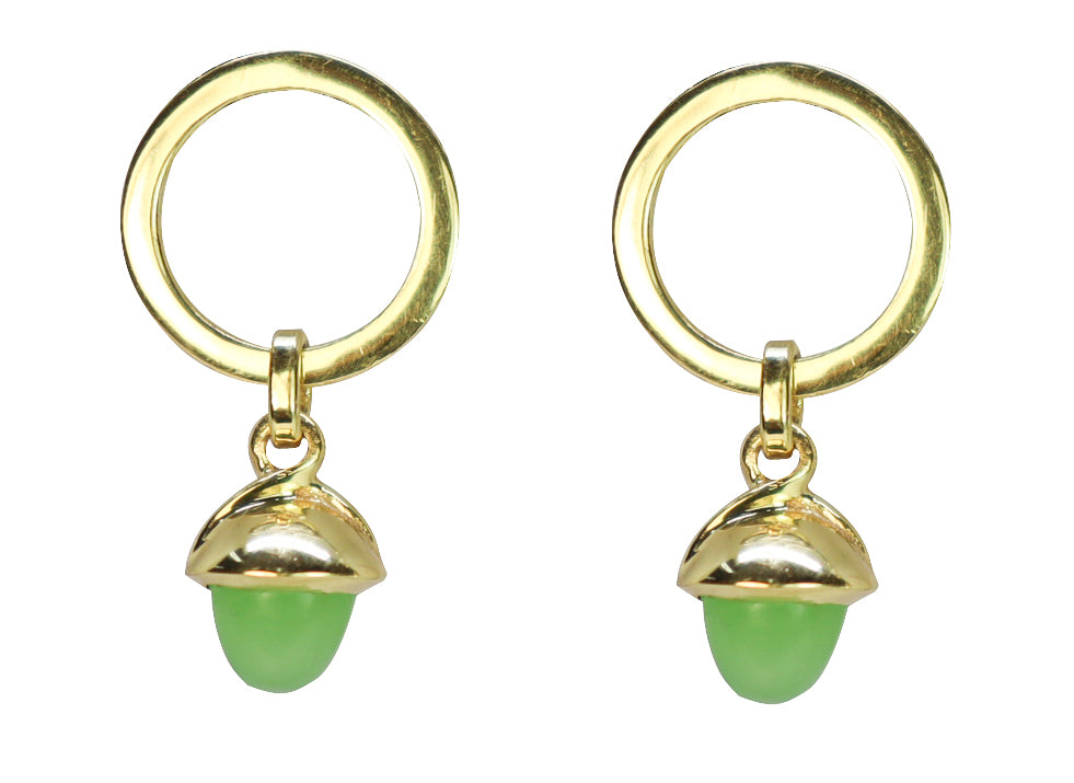 Lime chalcedony earring with gold plating