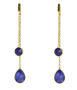 Teardrop sapphire E/R with gold plaiting