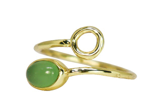Lime chalcedony ring with gold plating