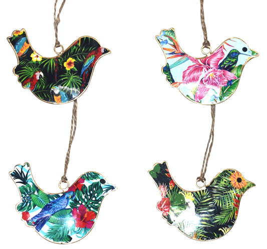 Set of 4 Birds with Tropical Bird Design