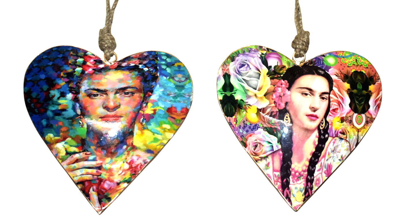 Set of 2 Frida Kahlo Portrait Hearts