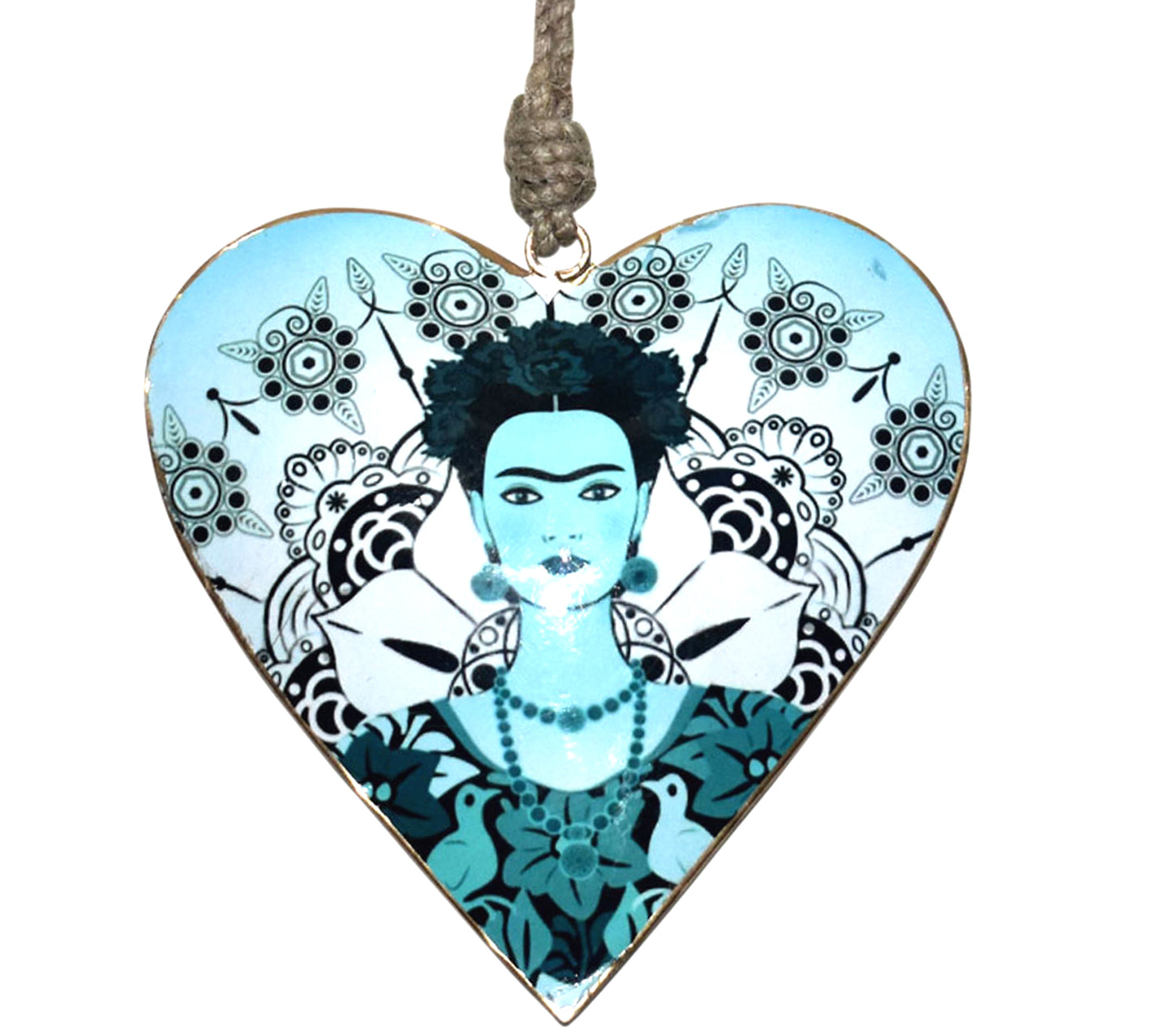 Hanging Blue Frida Kahlo Heart