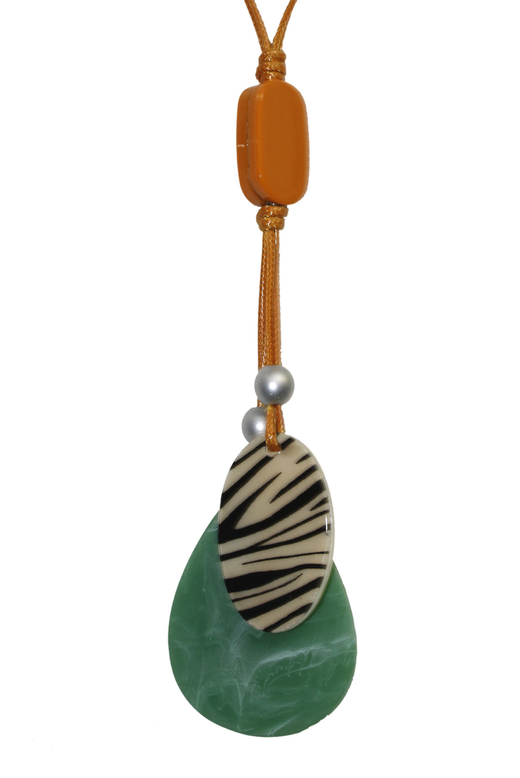Zebra African inspired resin necklace