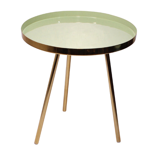 Light green powder coated brass table 45x48 cm