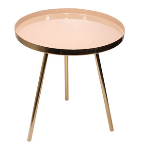 Beige powder coated brass table 45x48 cm