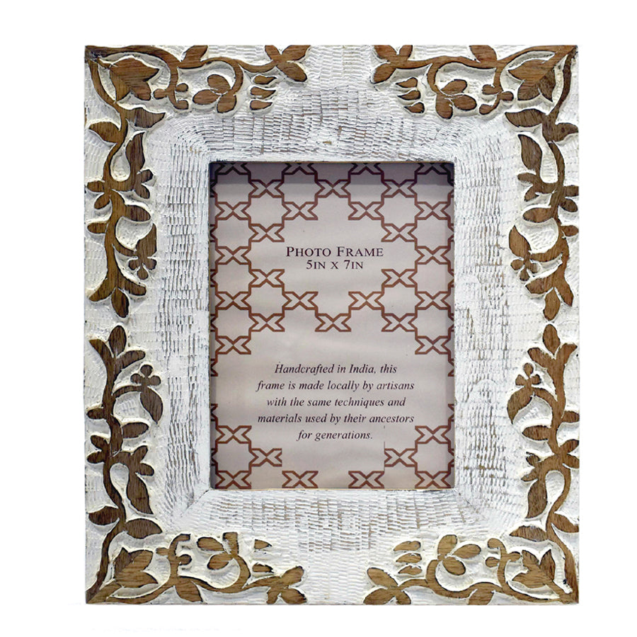 Whitewashed carved frame