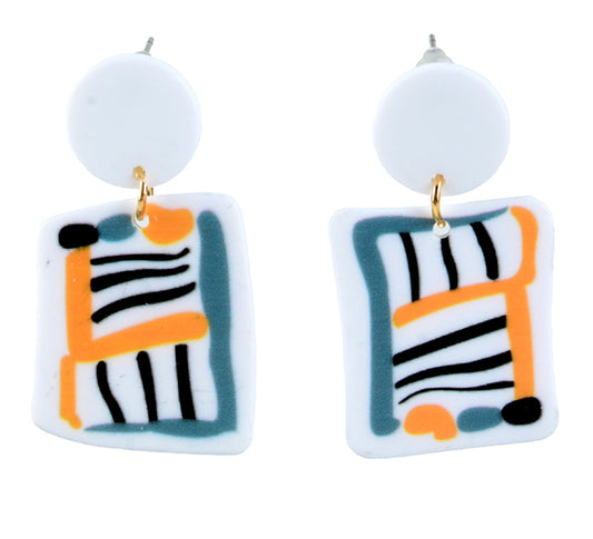 Acrylic geometric design earring