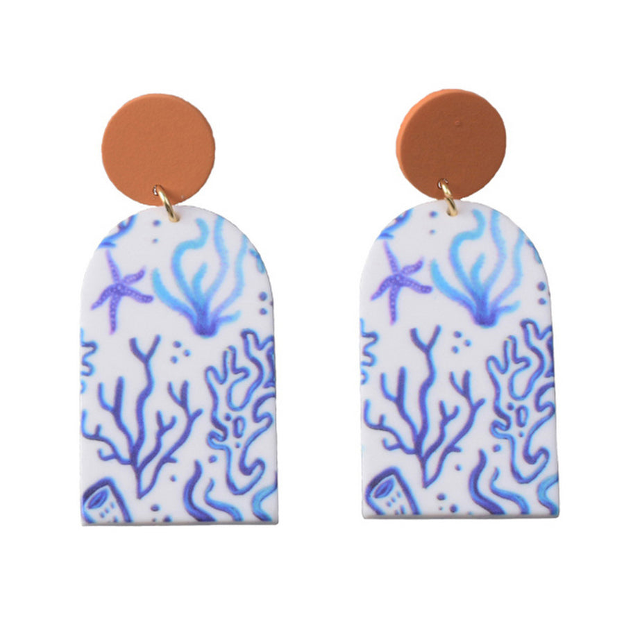 Blue/white resin earrings