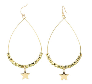 Gold star earring gold beads