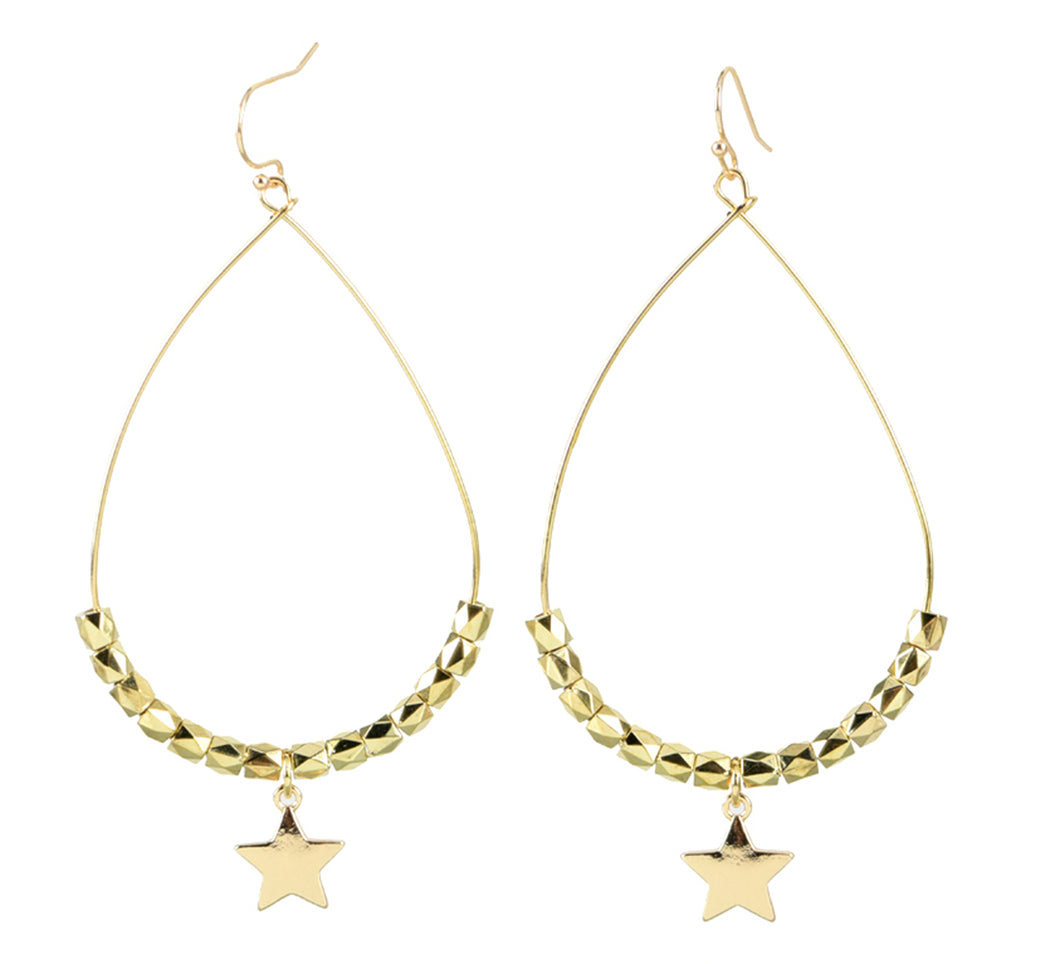 Gold star earring gold beads