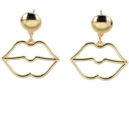 Lip design gold earring