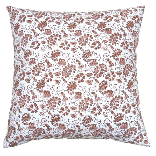 Maroon floral cotton cushion cover 45x45 cm