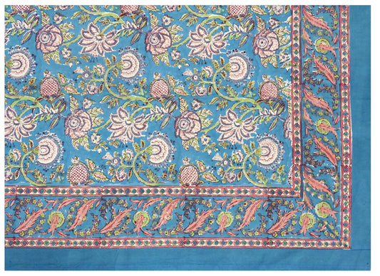 Rectangular Cotton Block Print Tablecloth