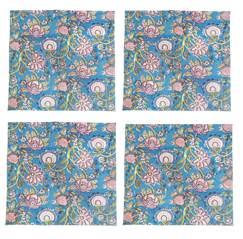 S/4 blue/pink cotton napkins
