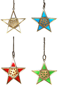 S/4 star hangings (C/T/R/G) 11cm