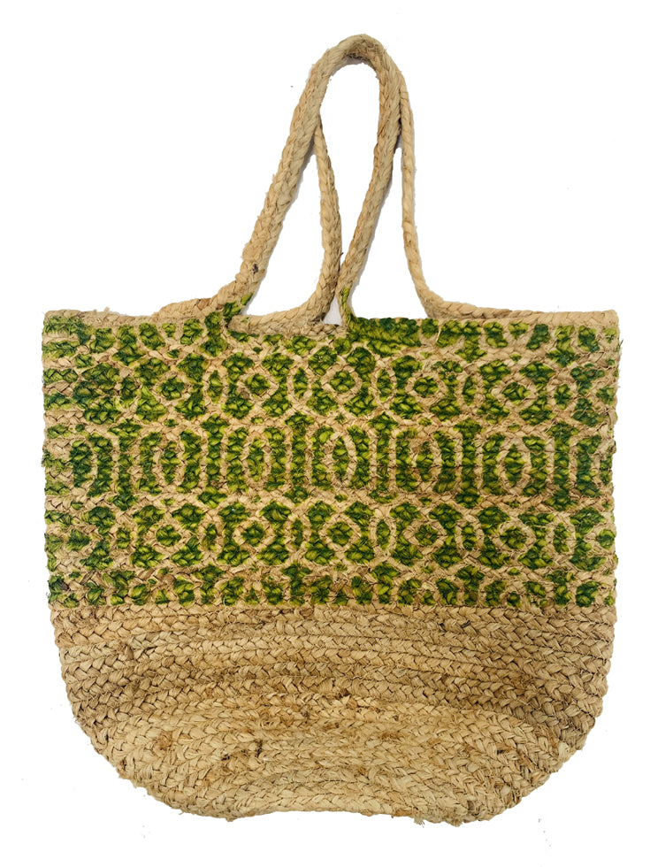 Jute Bag with Lime Green Design