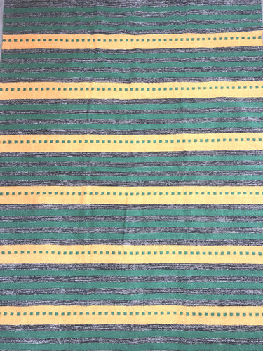Green/yellow cotton kilim rug 90x150 cm