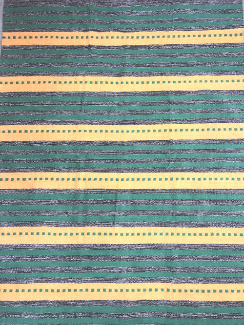 Green/yellow cotton kilim rug 90x150 cm
