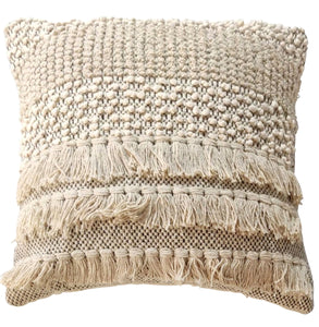 Cream cushion with embroidery with tassels 45x45 cm