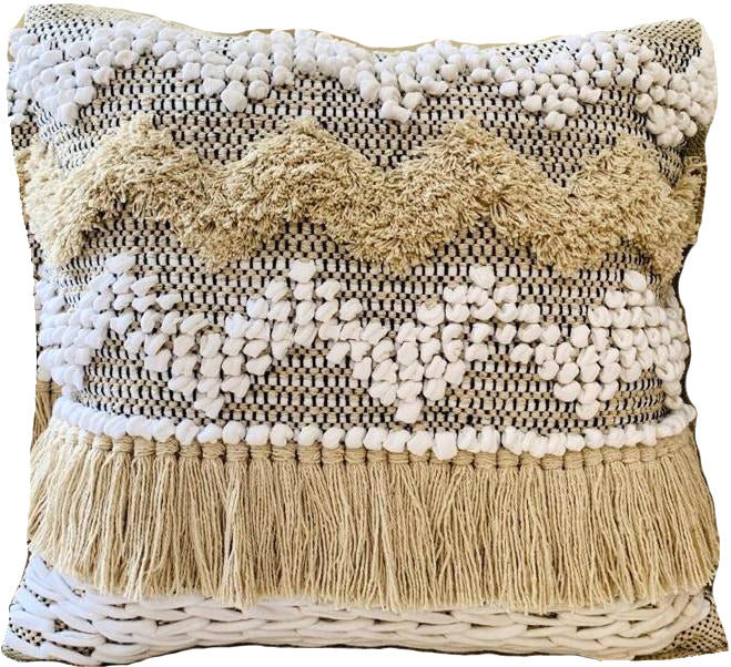 Beige and cream woven kilim cushion