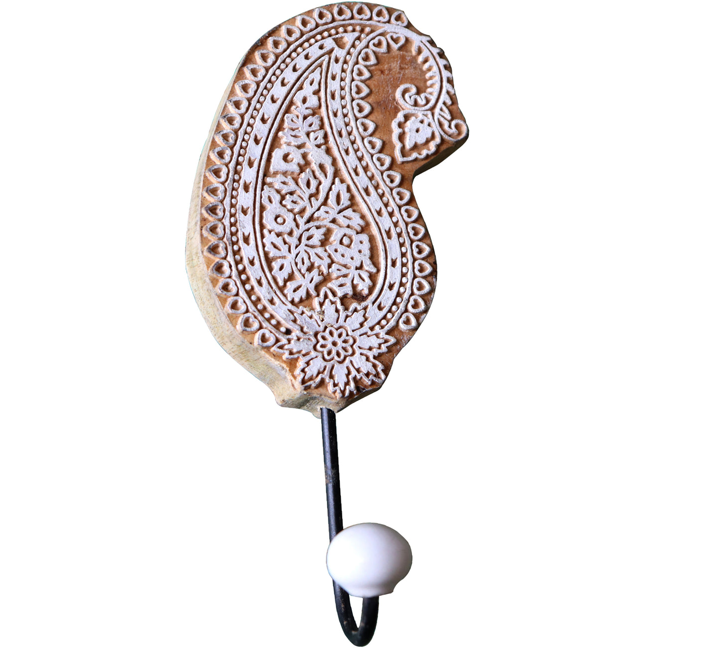 Paisley shaped block print hook