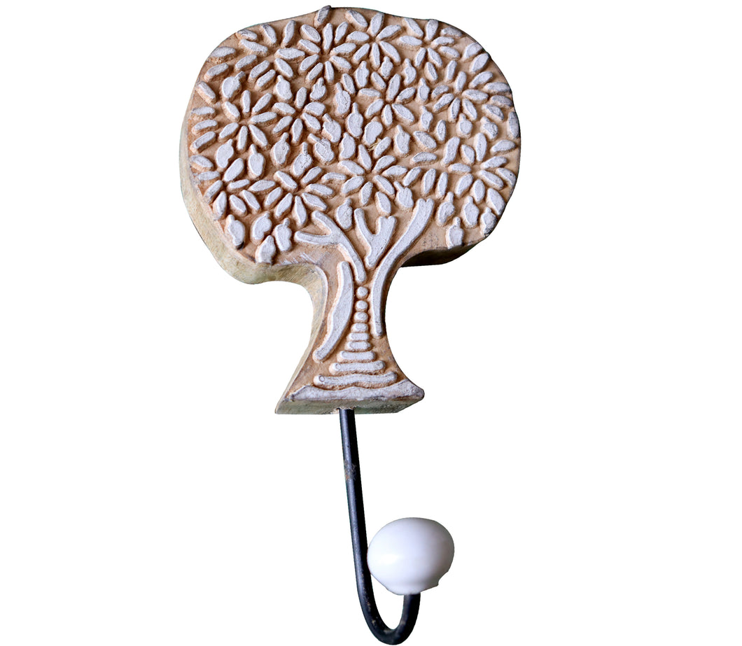 Tree of life shaped block print hook