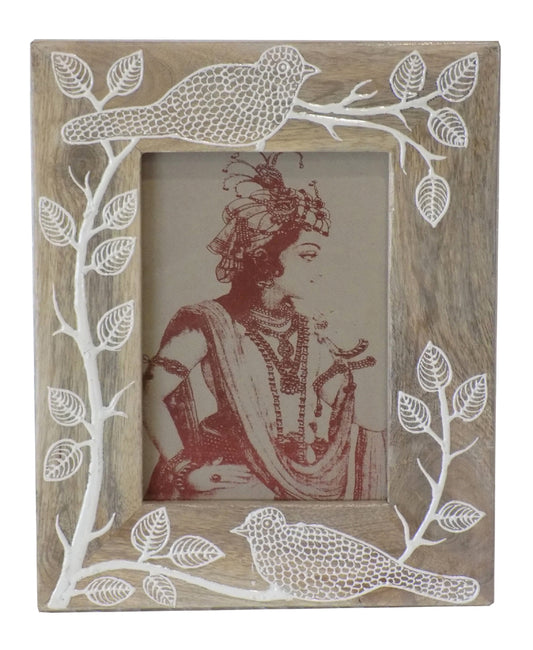 Embossed bird design wood frame