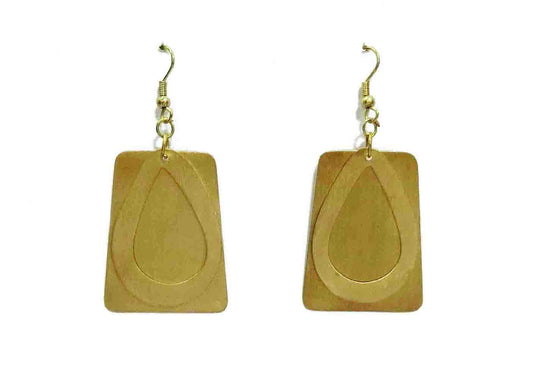 Square Matt brass Earrings