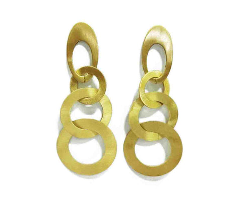 Brass Triple Circle Earrings