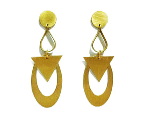 Brass Earrings with Triangle Design