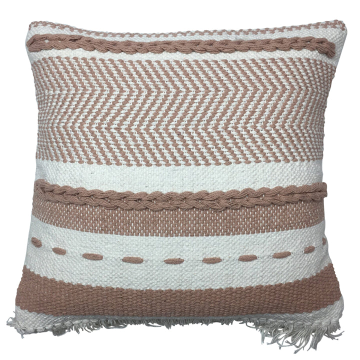 Beige/white woven kilim cushion