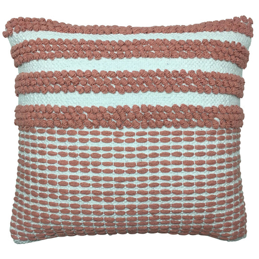 Terracotta/cream woven cushion