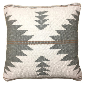 Grey/white woven cotton kilim cushion cover