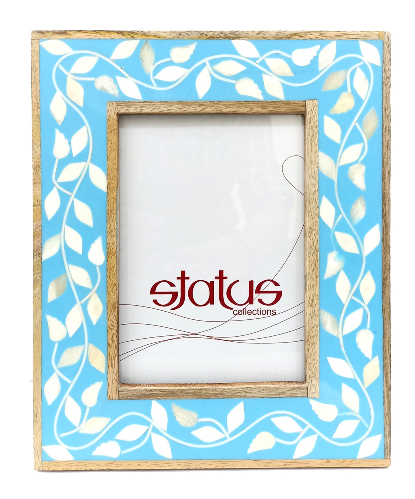 Blue/white bone floral frame