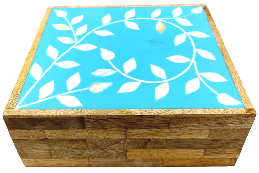 Blue/white bone floral box