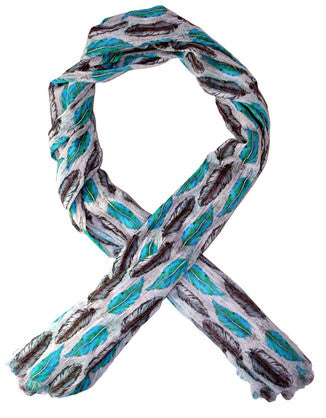 Apache teal /grey feather design soft cotton scarf