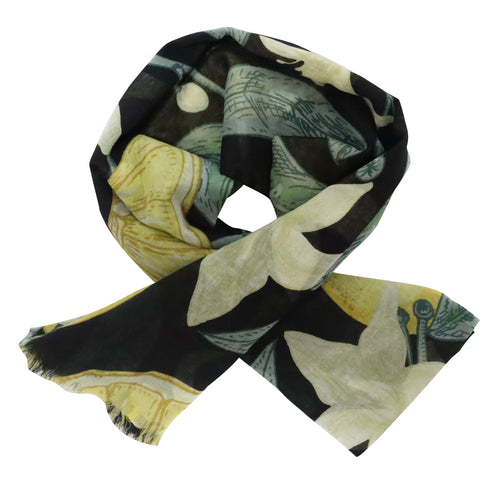 Black/yellow cotton scarf