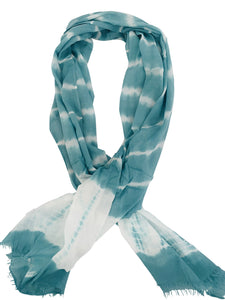 Soft Turquoise striped tye dye scarf