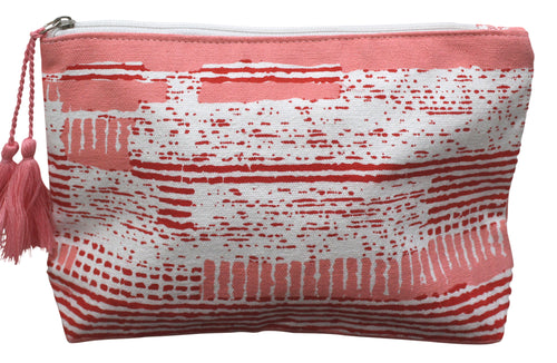 Pink striped pouch 25x20 cm