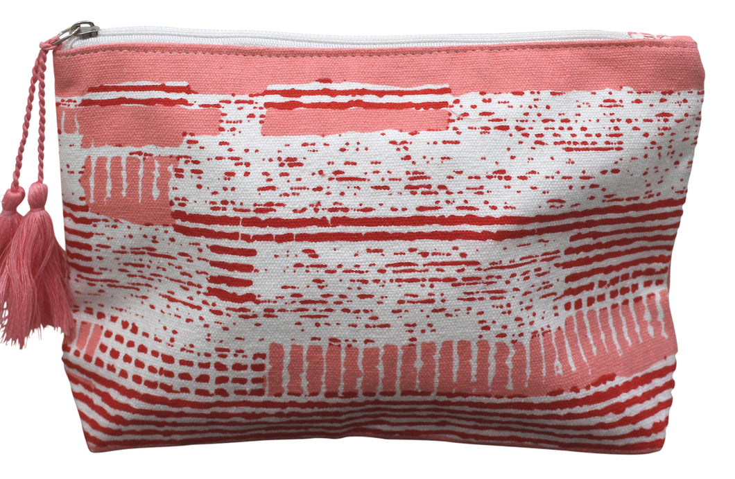 Cotton Cosmetic Pouch Pink striped
