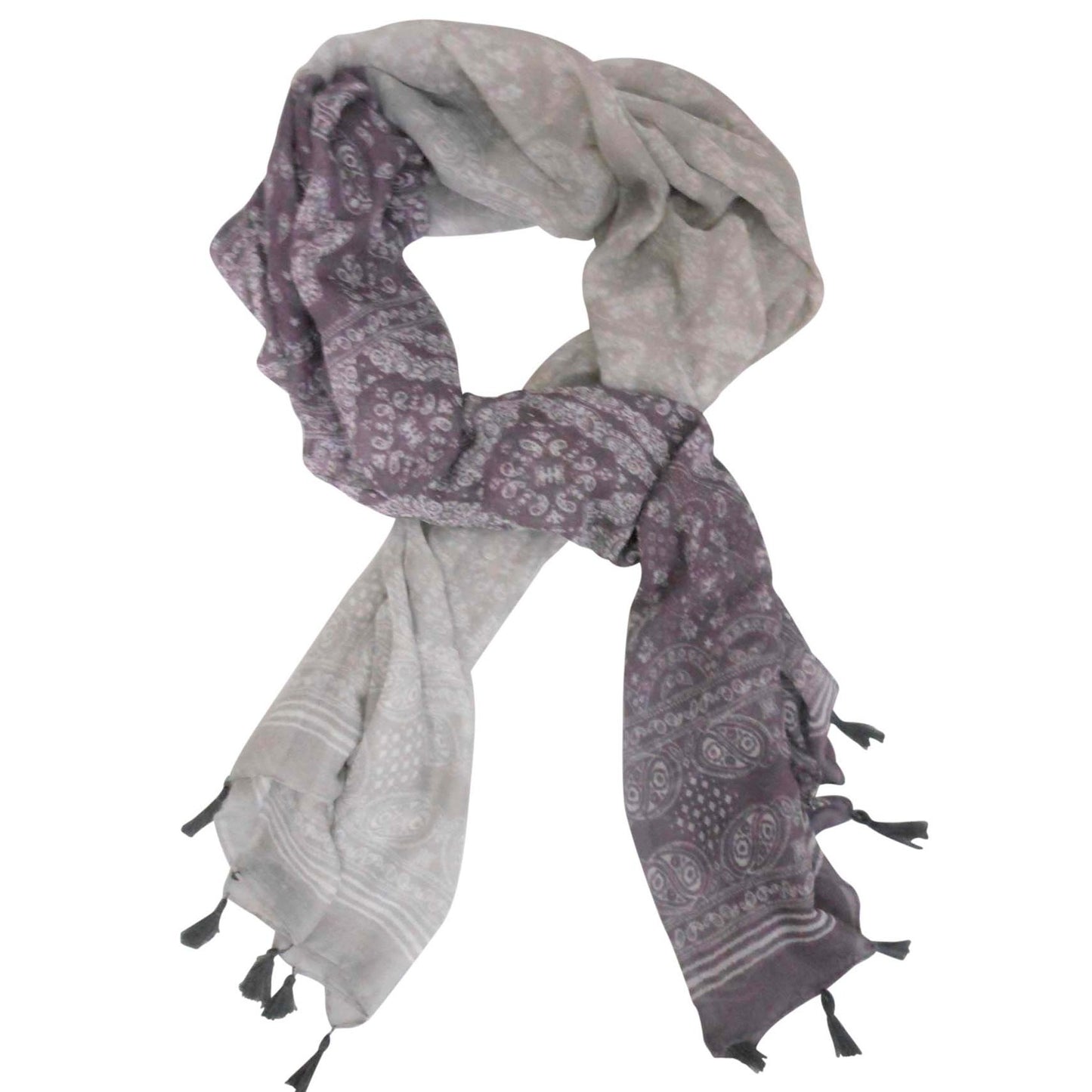 Viscose Grey and Aubergine Scarf