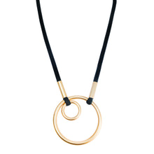 Bohemia Modern Matte Gold Pendant Necklace on Grey Leather