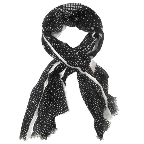 Black and White Dotted Cotton Scarf