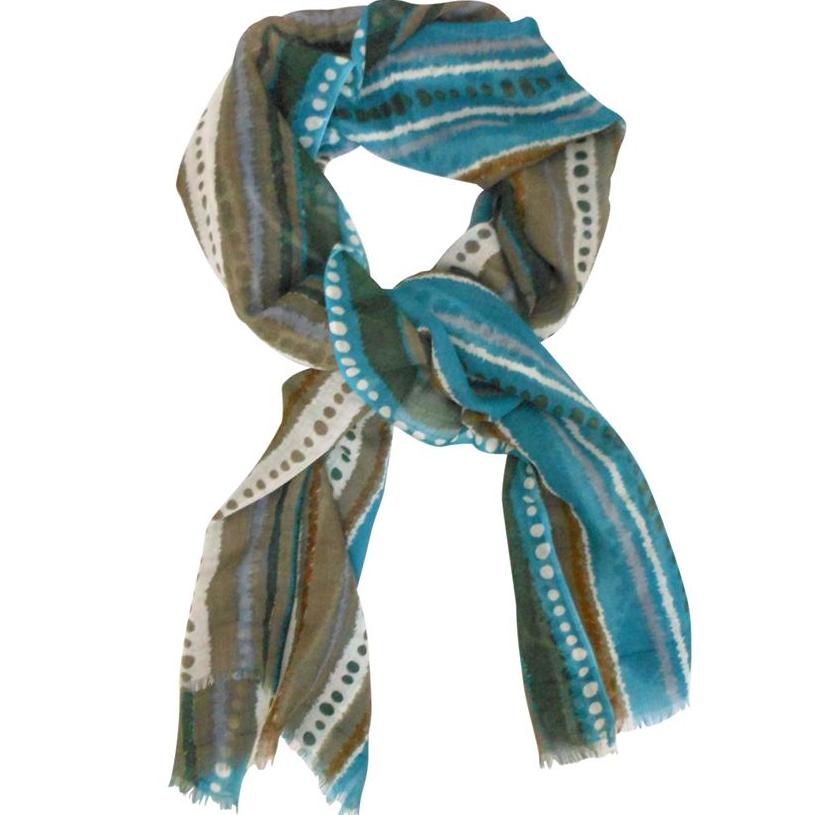 Bohemia and Co Wool Scarf Turquoise and Taupe